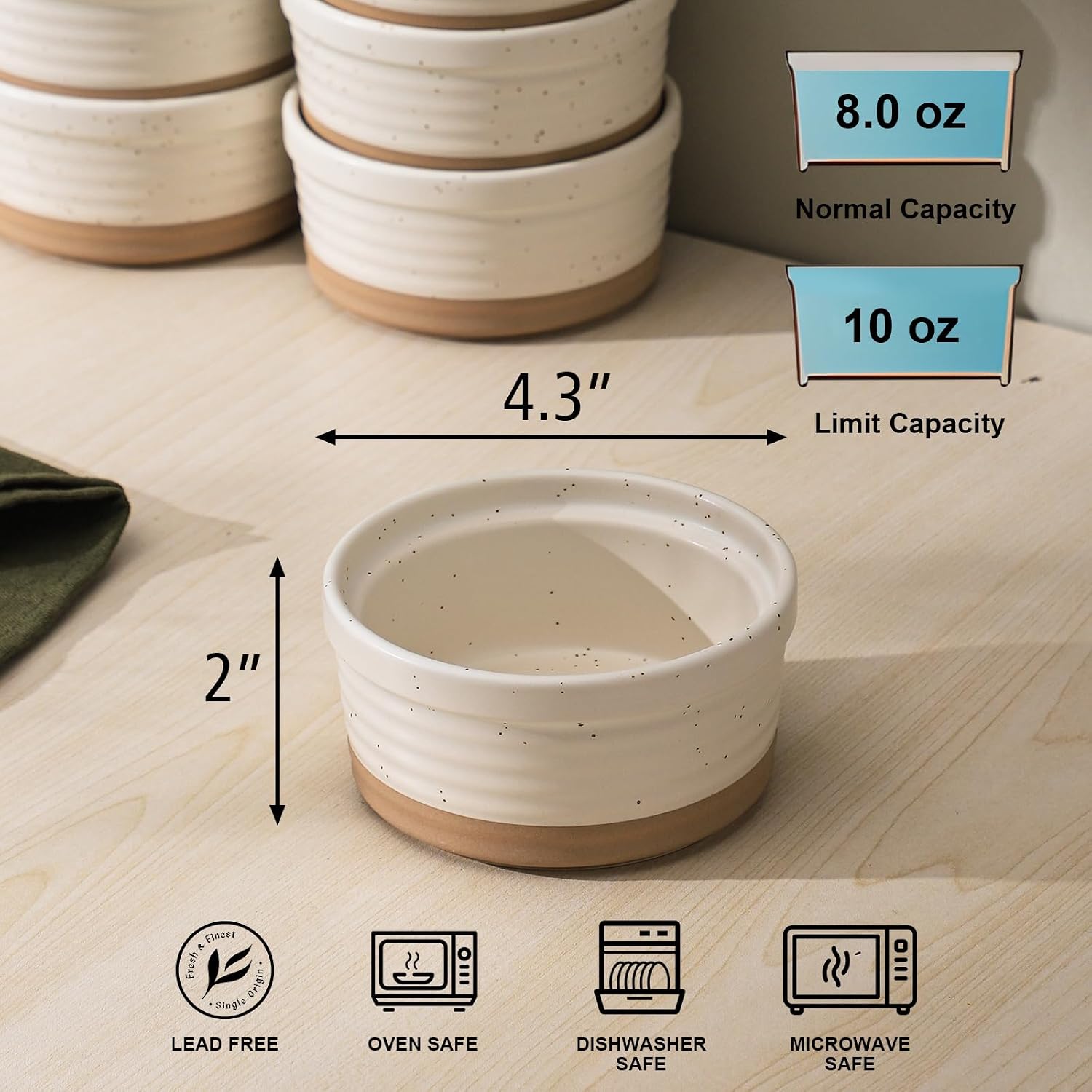 Frewinky Ceramic Ramekins 10oz
